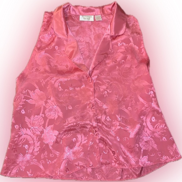Victoria’s Secret Gold Label Hot Pink Silky Shorts Sleeveless Top PJ Sleep Set L - Picture 7 of 8